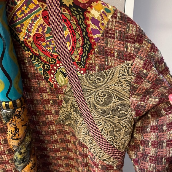 VTG 80’s Canvasbacks Patchwork Jacket Blazer L - Picture 5 of 8